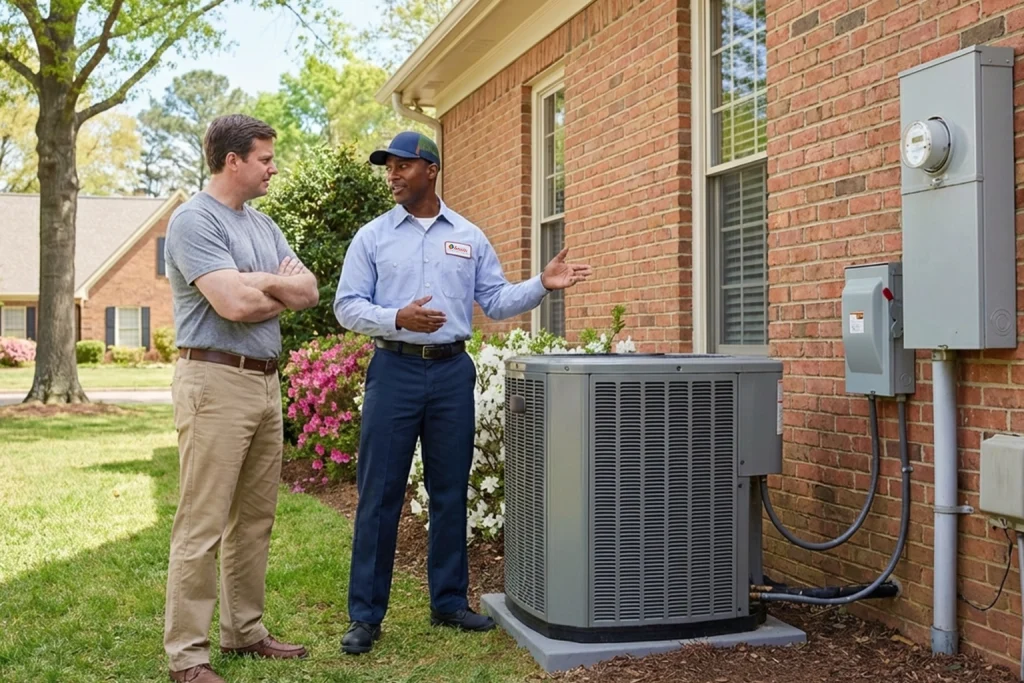 Memphis homeowner discussing electrical readiness for summer AC load