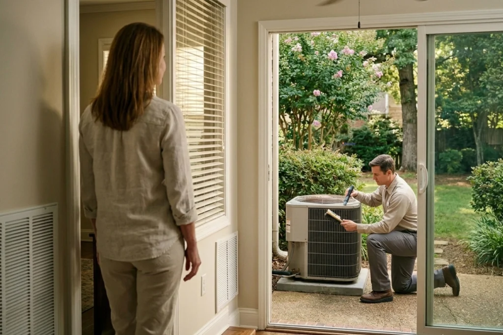 Memphis homeowner scheduling early AC tune-up before summer