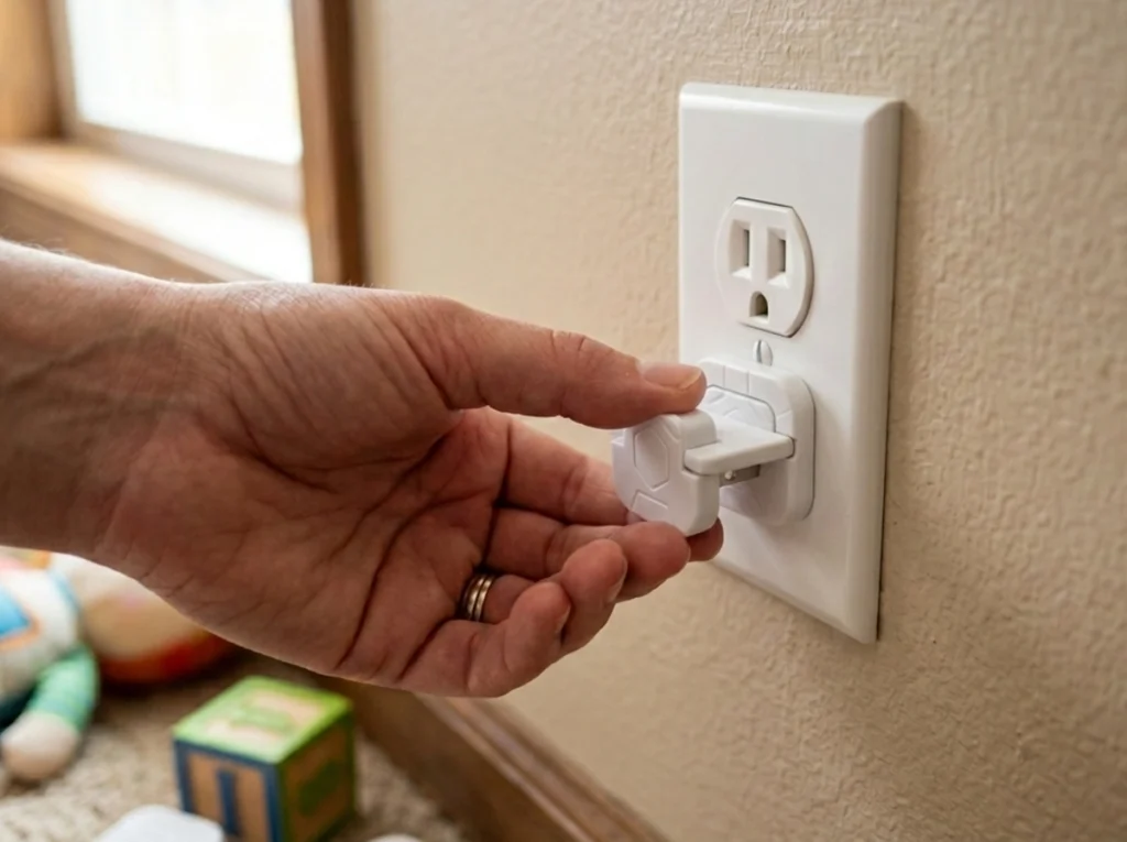 A homeowner stolen child safety devices on outlets